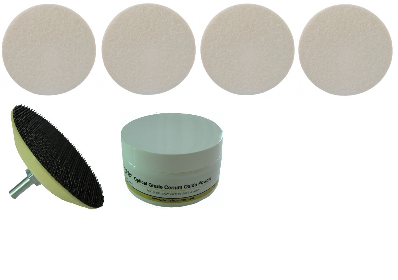 75mm Felt polishing Kit for Glass Plastic and Metal Polishup