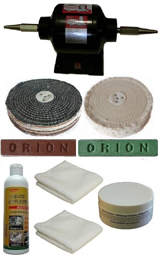 200mm 3/4hp Bench Polisher Alloy Polishing Kit Polishup